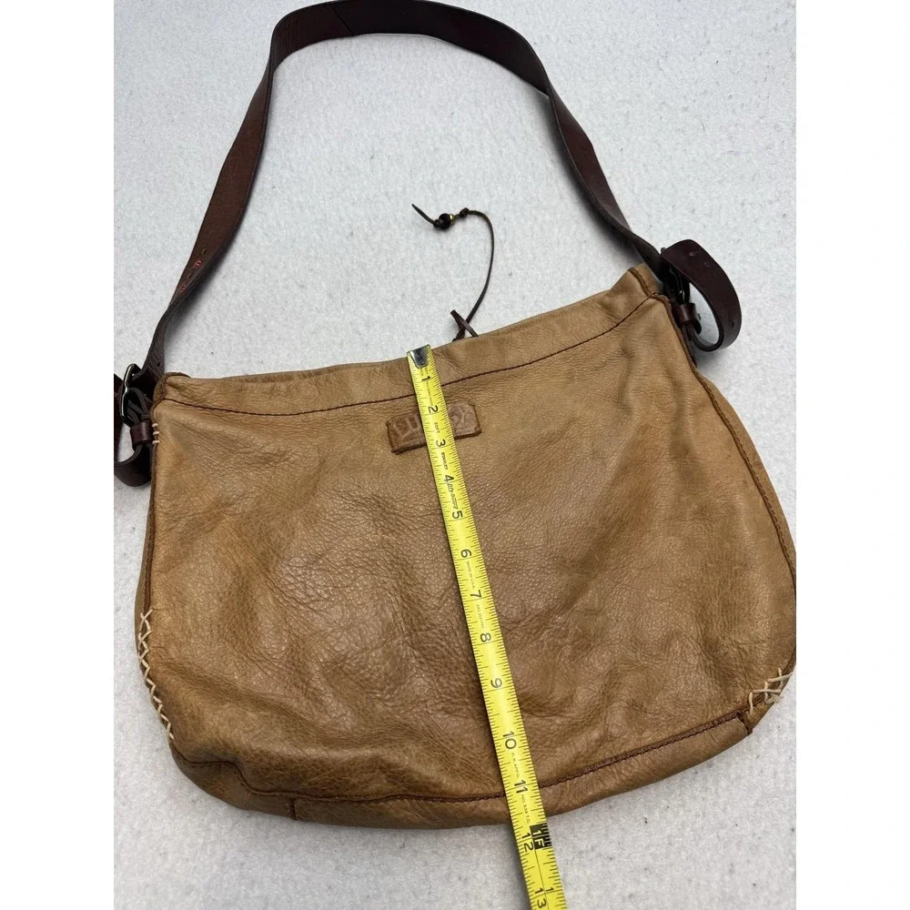 Lucky Brand Hobo Bag Womens Medium Tan Leather Whipstitch Shoulder Boho Purse‎